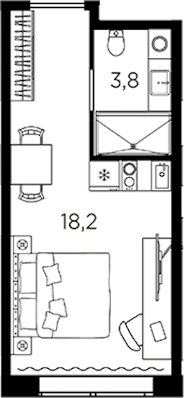 Квартира студия 22 м², 7/13 эт., ЖК «AVENIR Industrial»